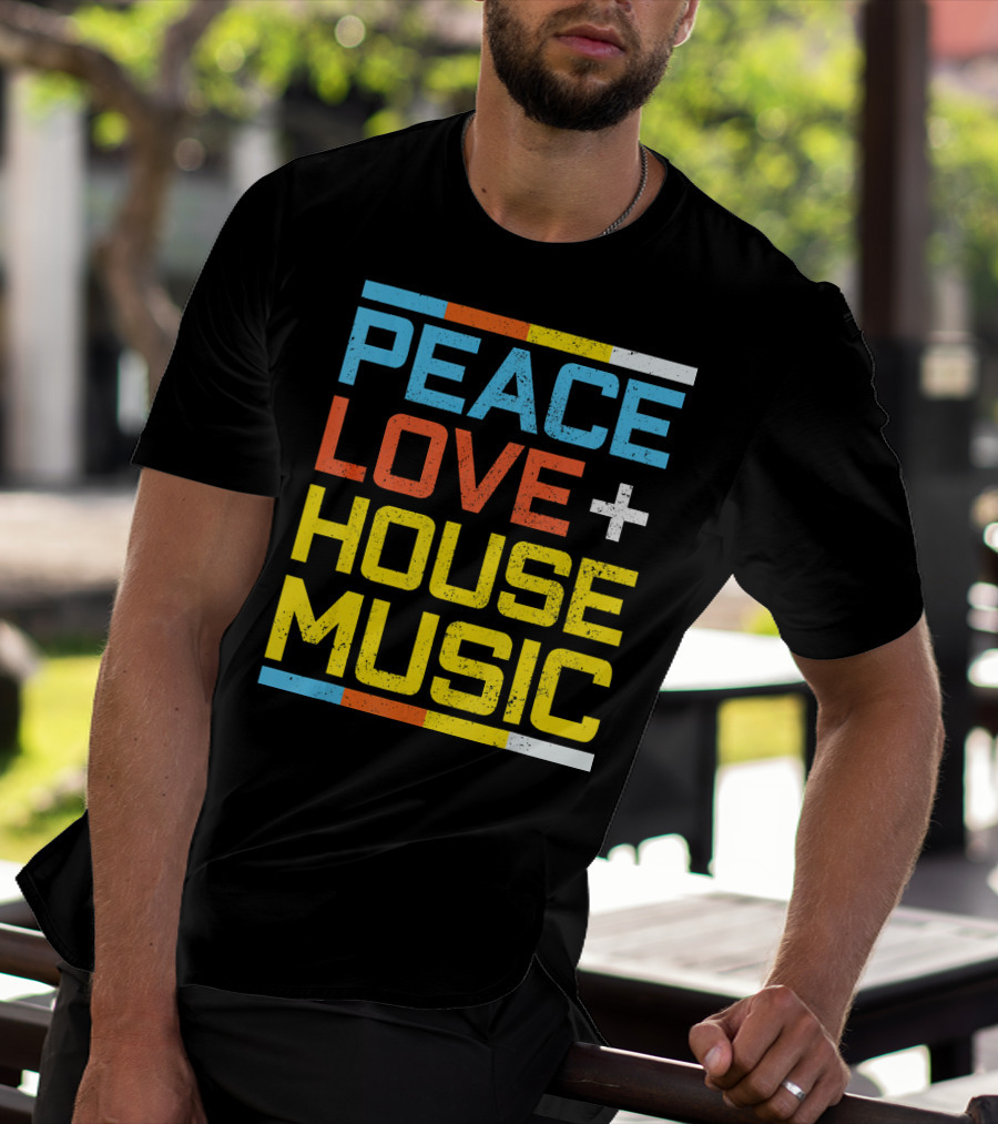 Peace Love House Music Vintage Retro T-Shirt