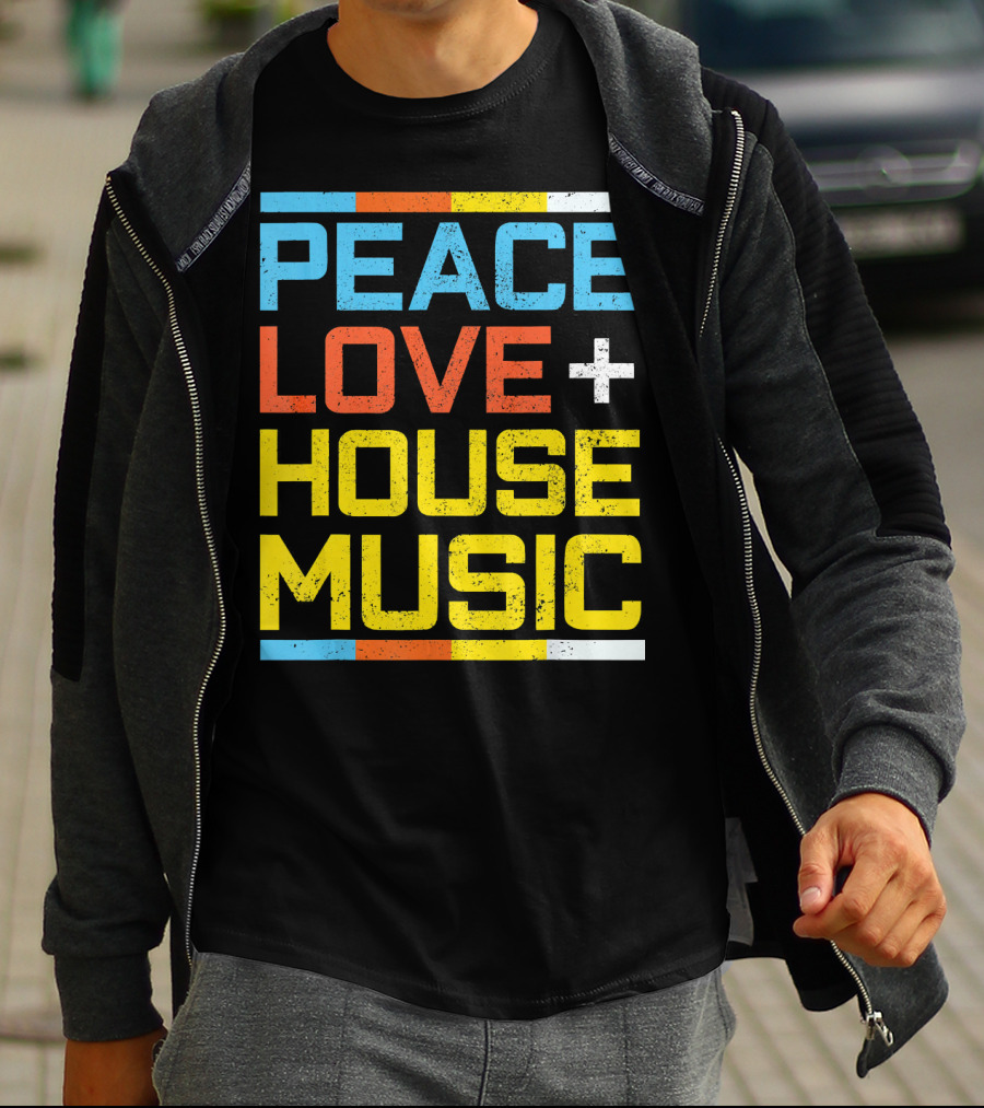 Peace Love House Music Vintage Retro T-Shirt