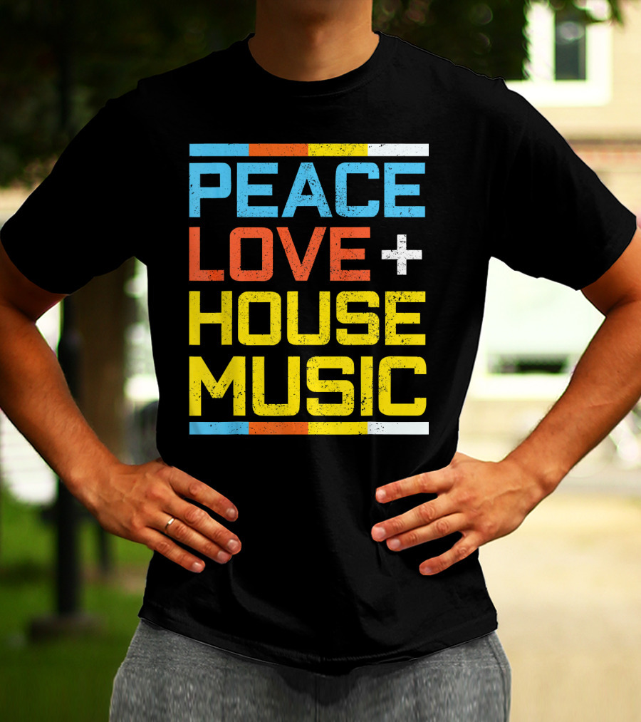 Peace Love House Music Vintage Retro T-Shirt