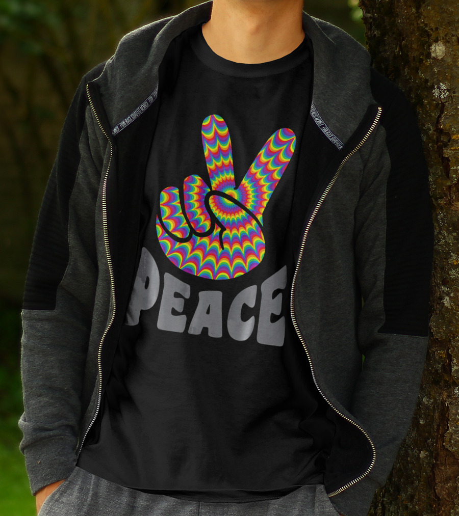 Peace Sign V Hand Groovy Tie Dye T-Shirt
