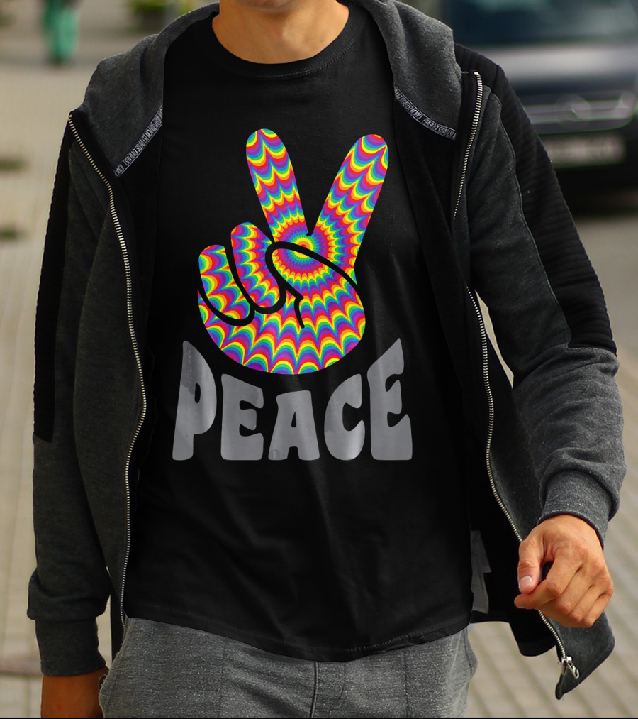 Peace Sign V Hand Groovy Tie Dye T-Shirt