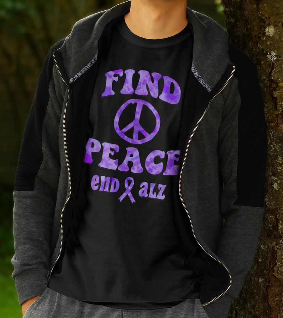 Find Peace End Alz Alzheimer's Walk Hippi T-Shirt