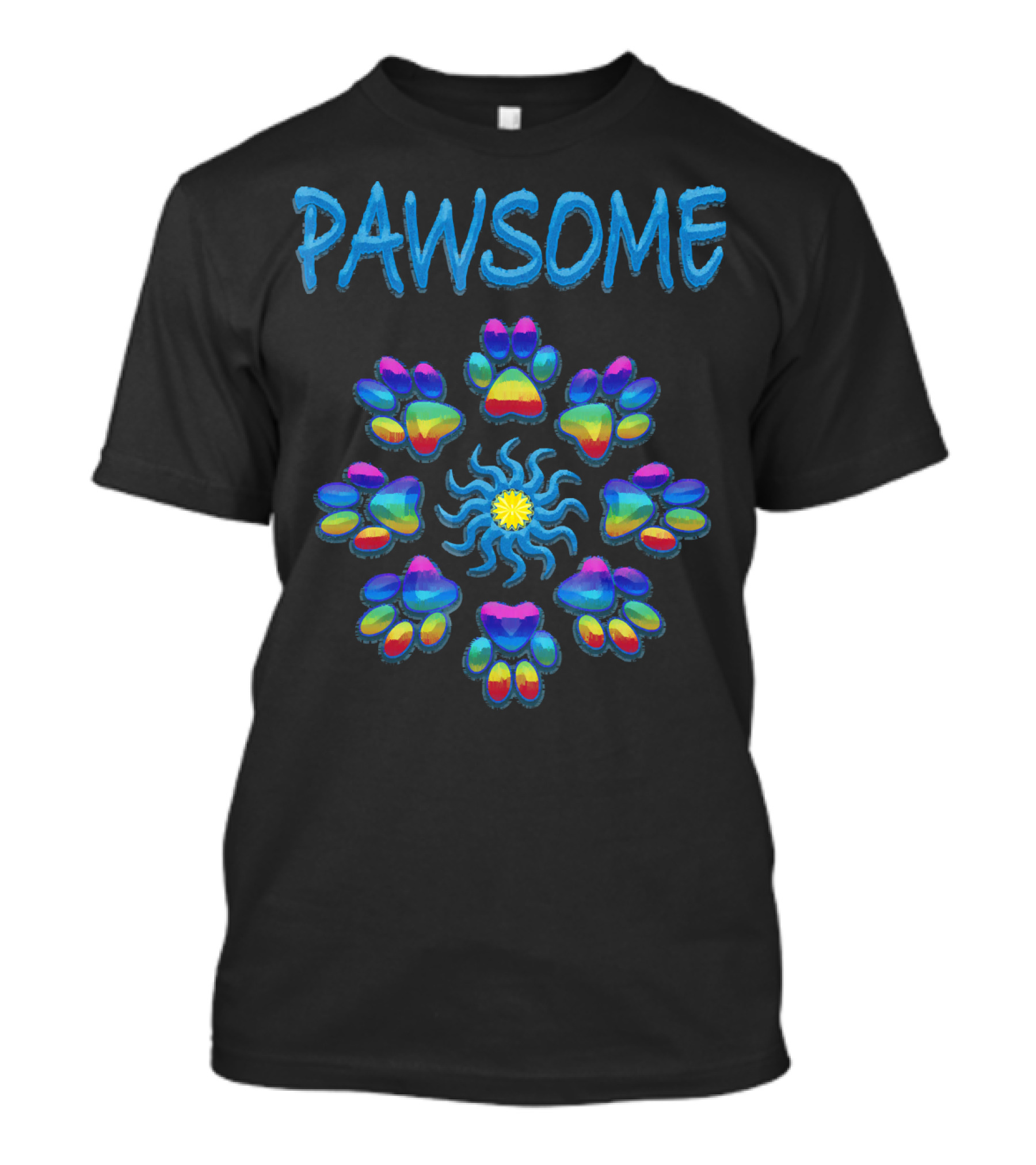 Pawsome Tye Dye Peace Paws Mandala T-Shirt