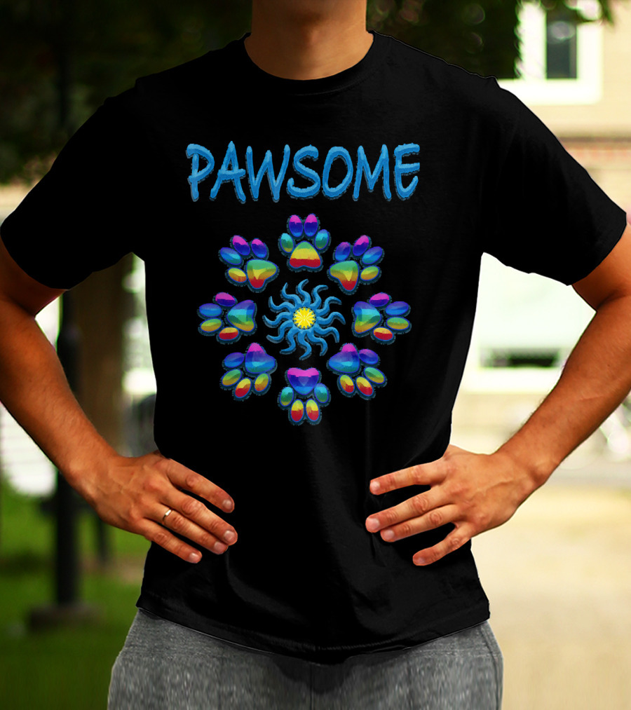 Pawsome Tye Dye Peace Paws Mandala T-Shirt