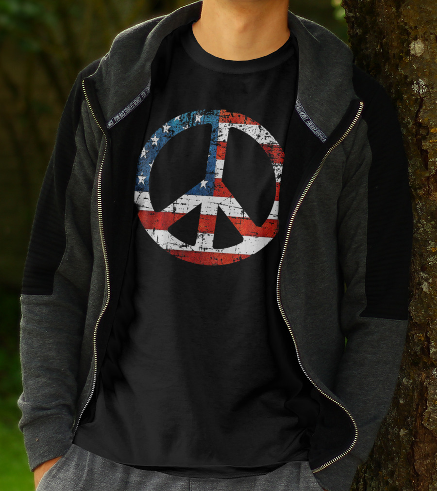 Peace Sign American Flag USA Peac T-Shirt