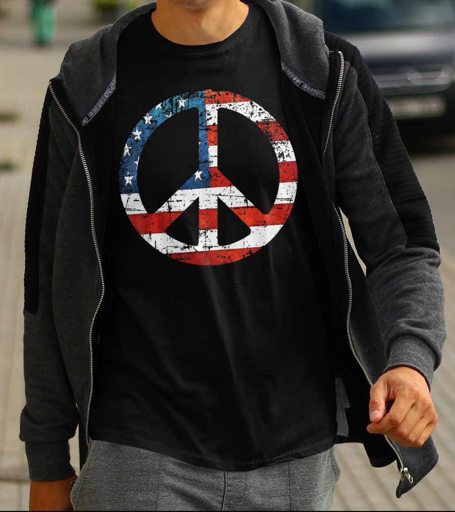 Peace Sign American Flag USA Peac T-Shirt