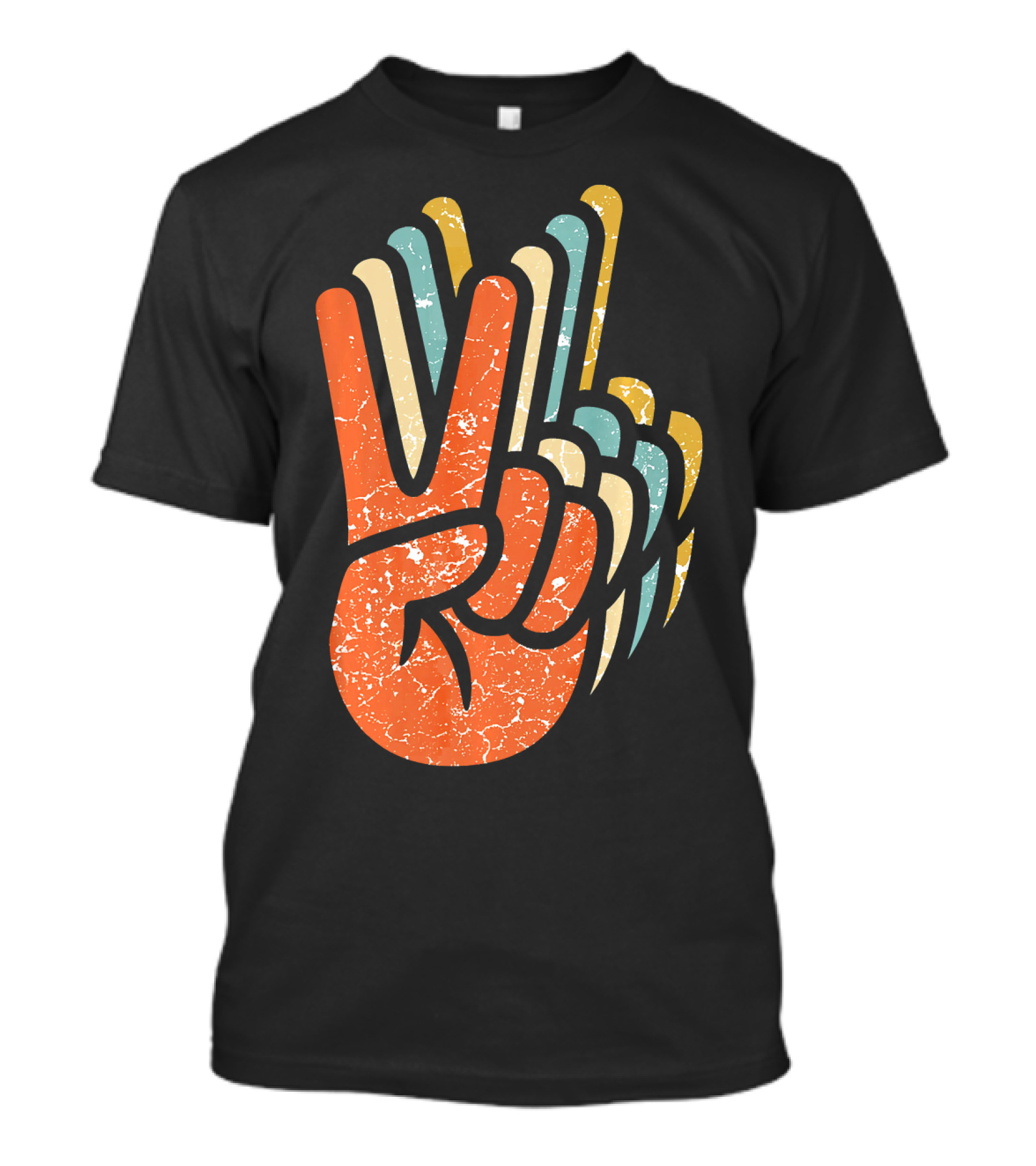 Hippie Peace Vintage 60s 70s Tie Dye Style Retro Hand Sign T-Shirt