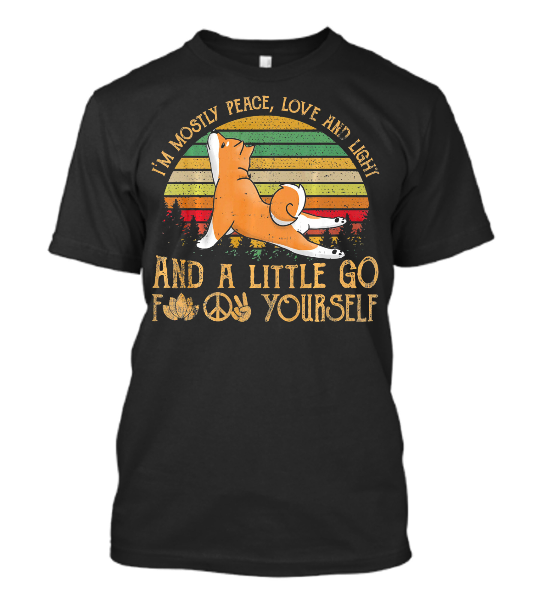 I'm Mostly Peace Love Light Shiba Inu Dog And A Little Go F Yourself Peace Sign T-Shirt