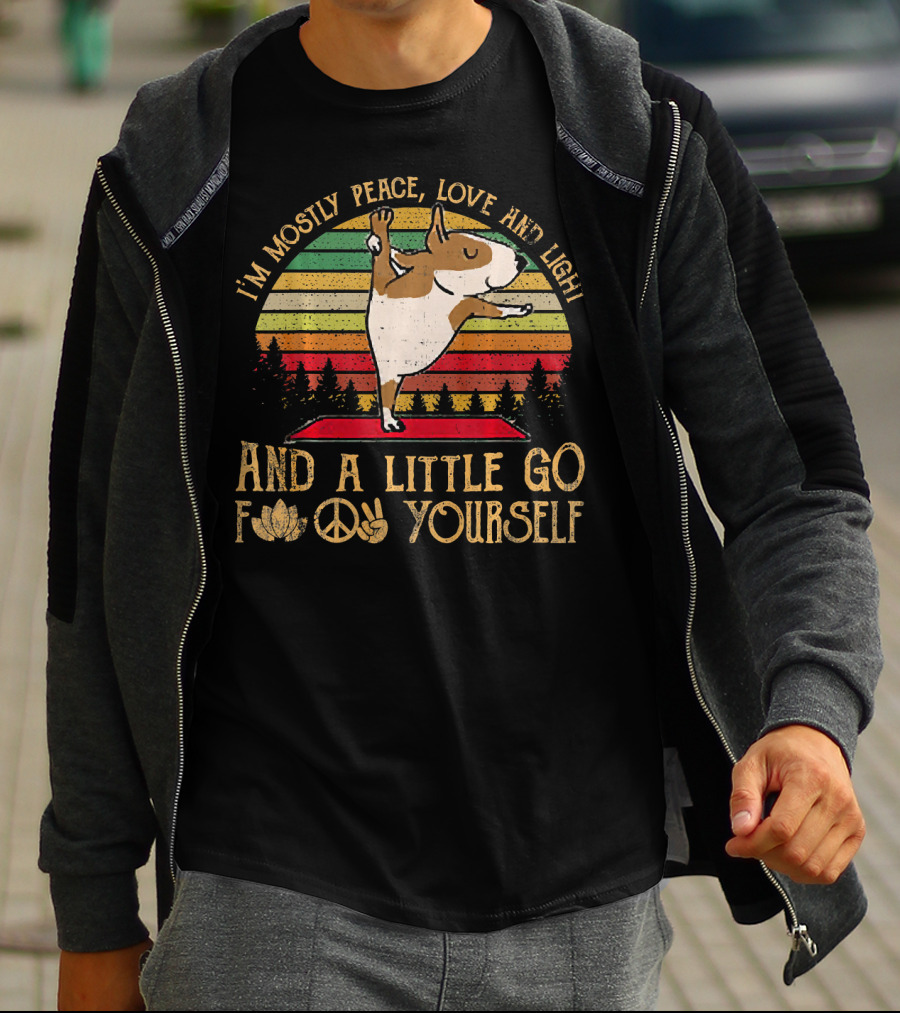 I'm Mostly Peace Love Light Bull Terrier And A Little Go F Yourself T-Shirt