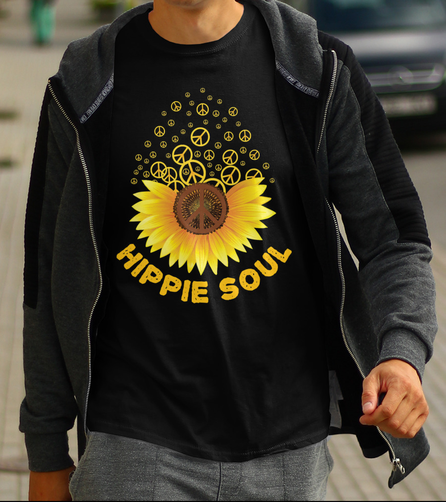 Hippie Soul Sunflower Peace Signs T-Shirt