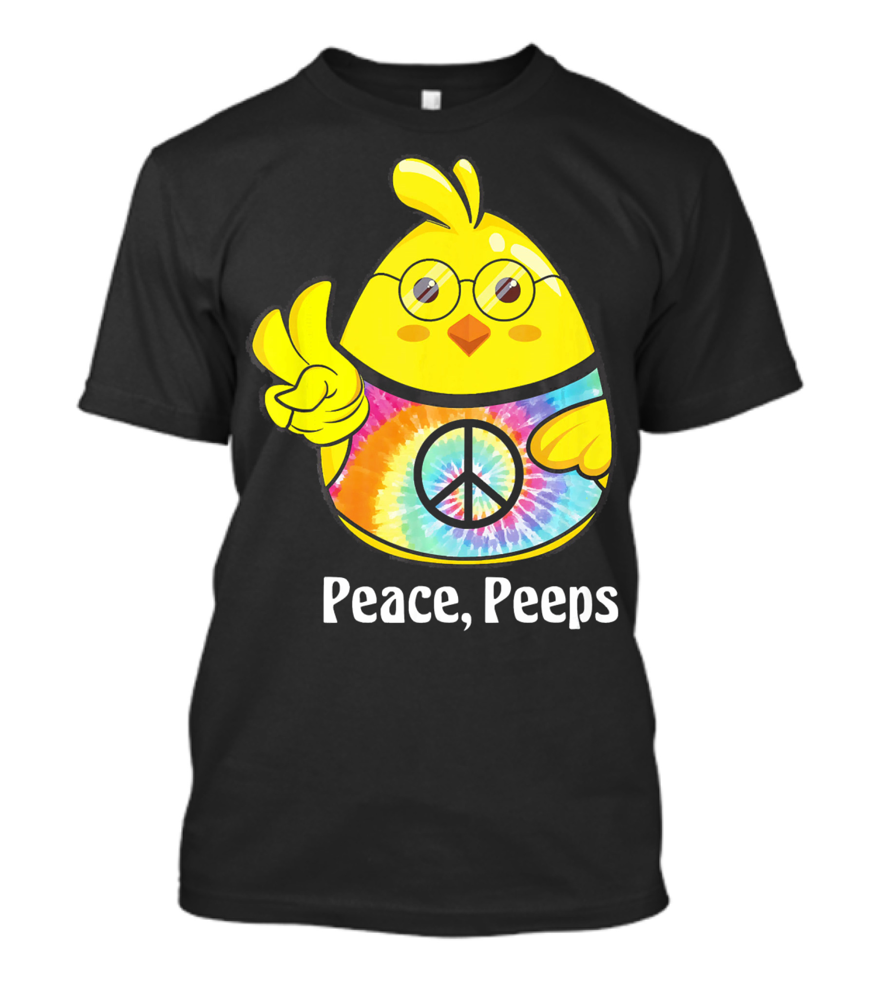 Peace Peeps Easter Tie Dye Chick With Glasses And Peace Sign T-Shirt