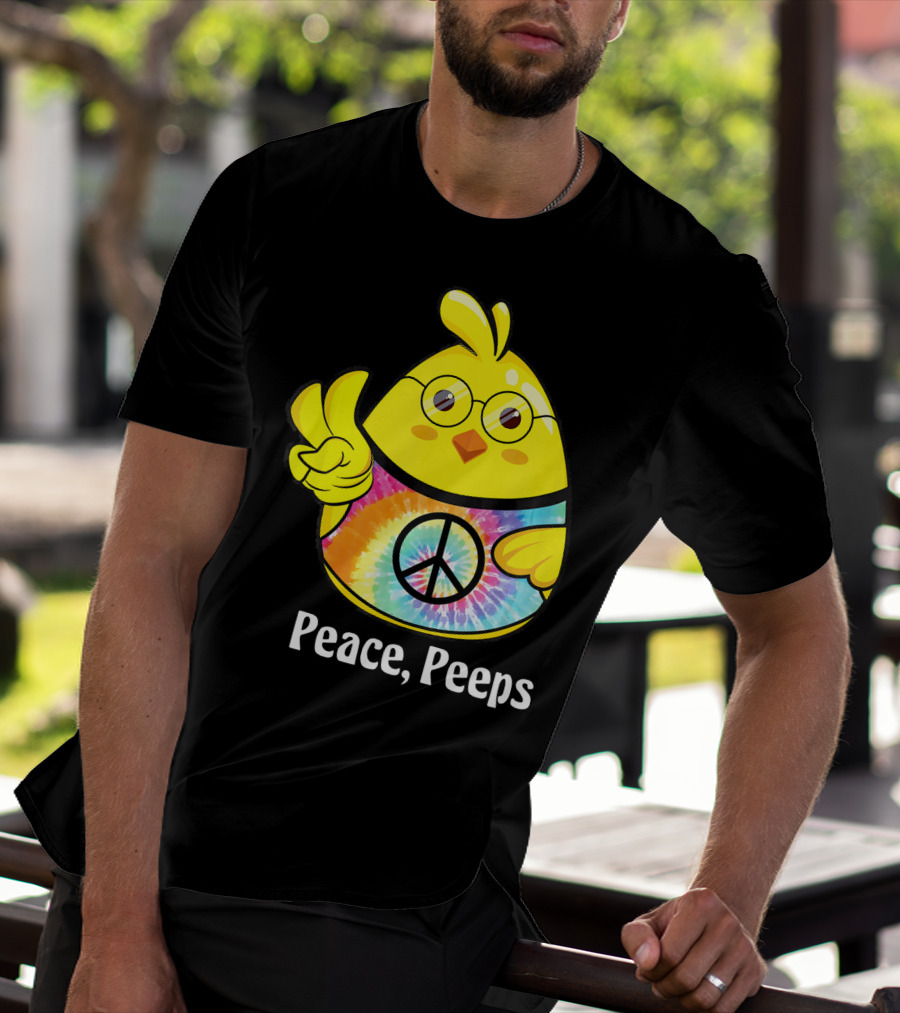 Peace Peeps Easter Tie Dye Chick With Glasses And Peace Sign T-Shirt
