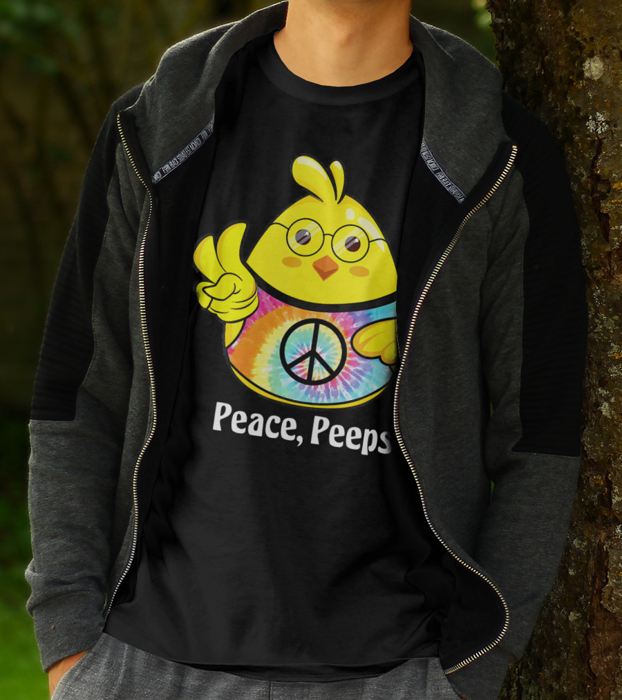 Peace Peeps Easter Tie Dye Chick With Glasses And Peace Sign T-Shirt
