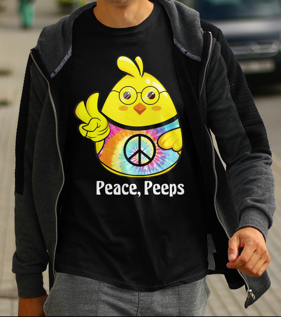 Peace Peeps Easter Tie Dye Chick With Glasses And Peace Sign T-Shirt