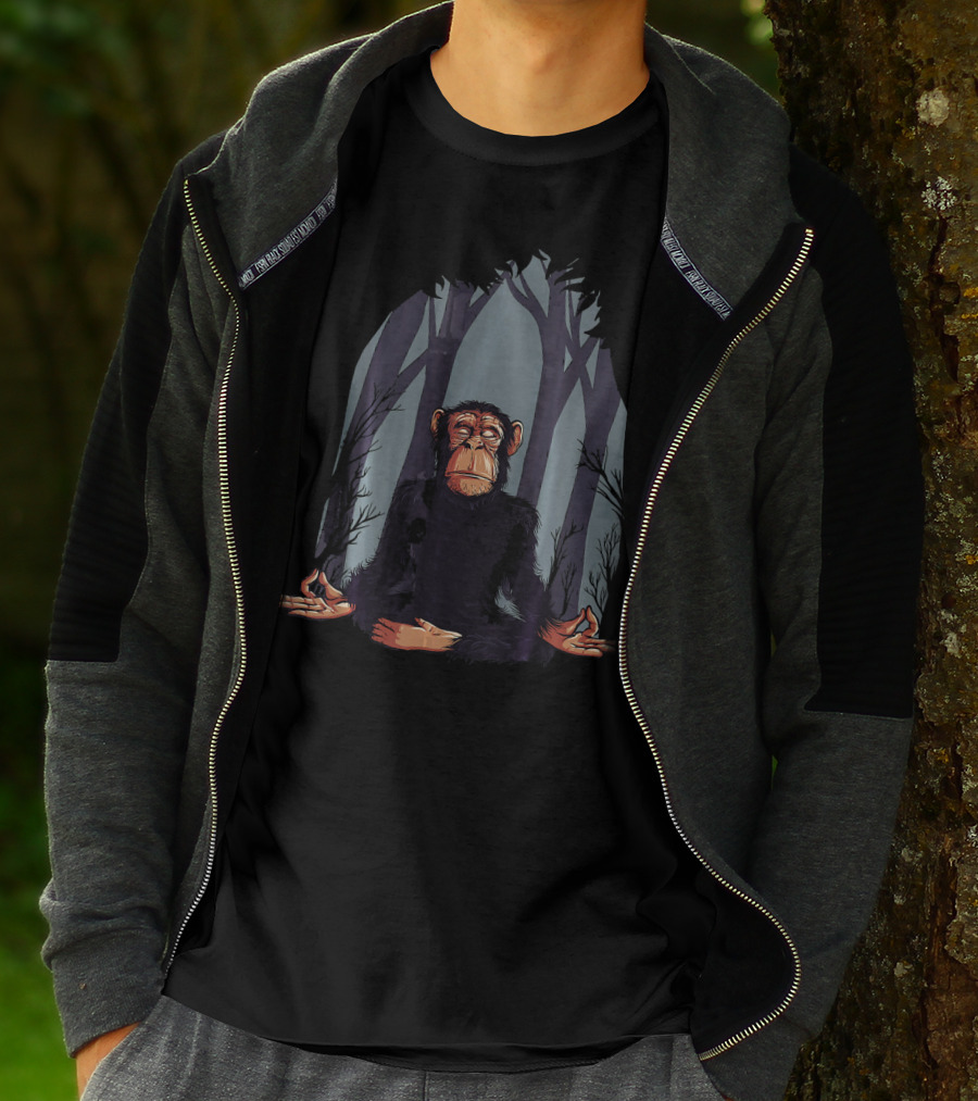 Zen Meditation Monkey In Forest Peace T-Shirt
