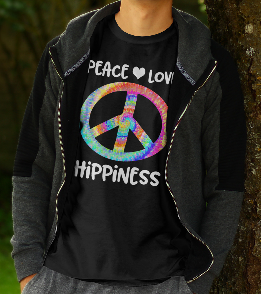 Peace Love Hippiness Tie Dye Peace Sign T-Shirt