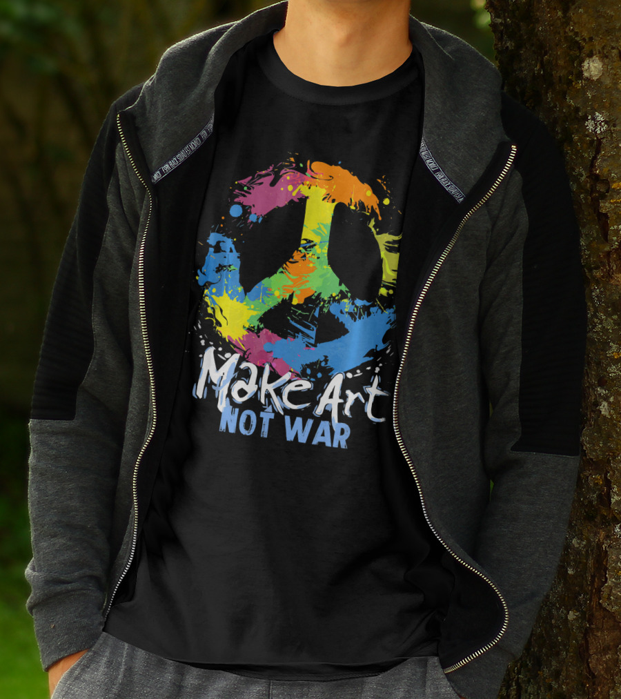 Make Art Not War Peace Symbol Colorful Splatter T-Shirt
