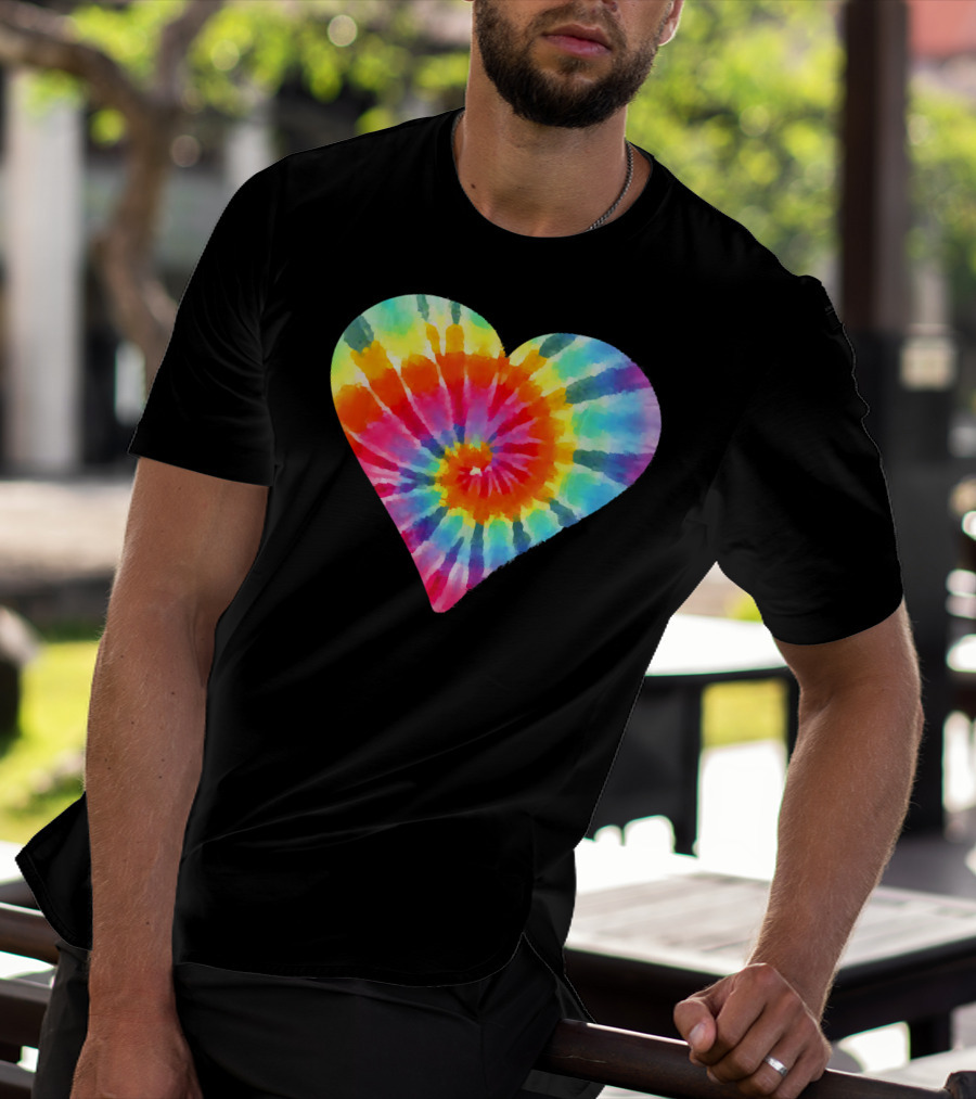 Tie Dye Hippie Heart Peace Spiral Rainbow Heart T-Shirt