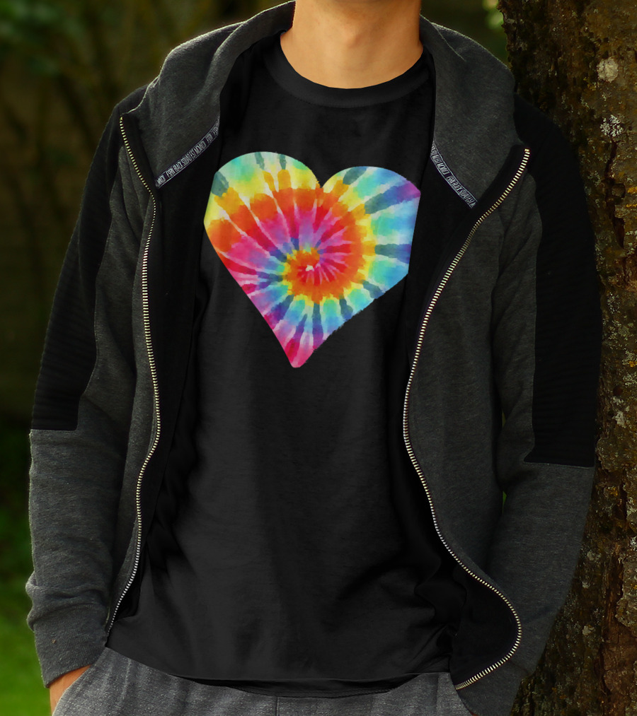 Tie Dye Hippie Heart Peace Spiral Rainbow Heart T-Shirt
