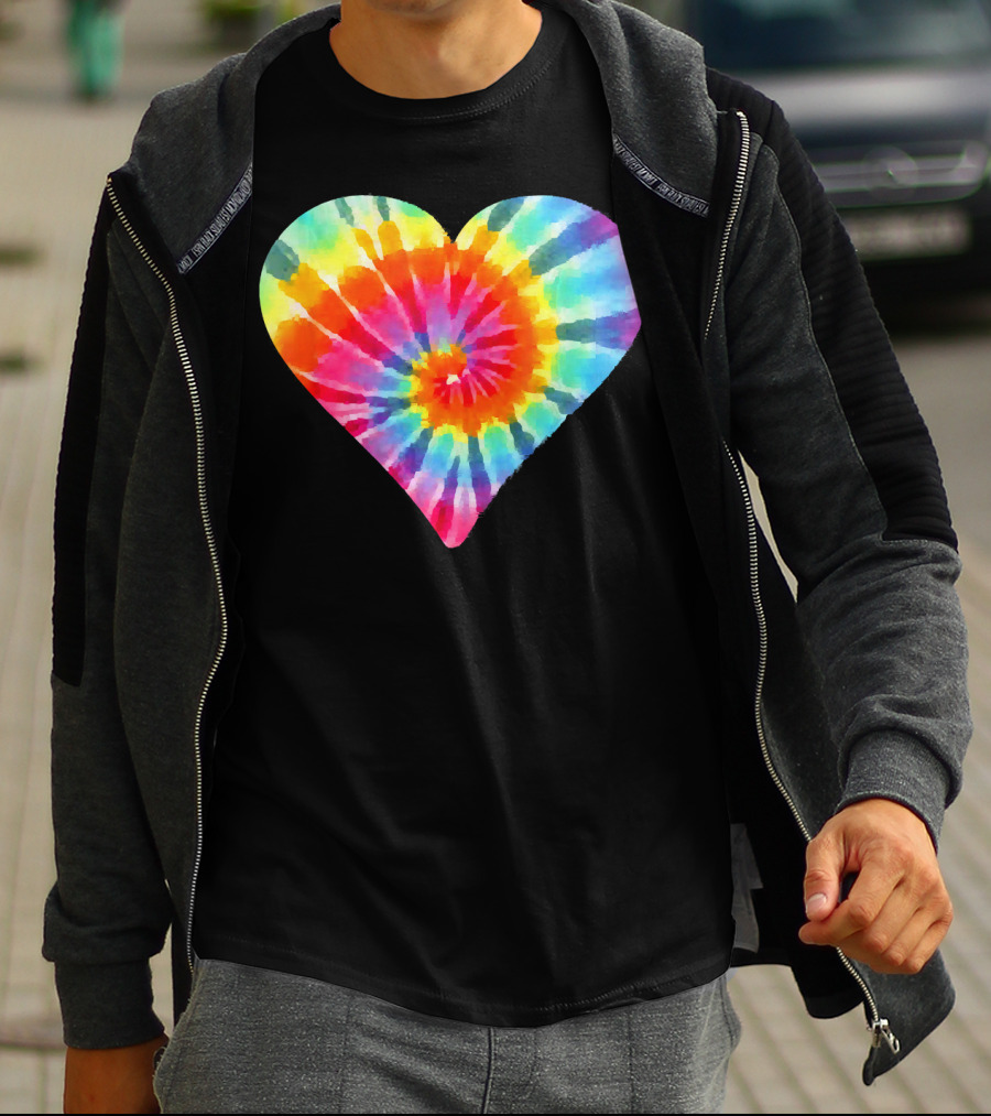 Tie Dye Hippie Heart Peace Spiral Rainbow Heart T-Shirt