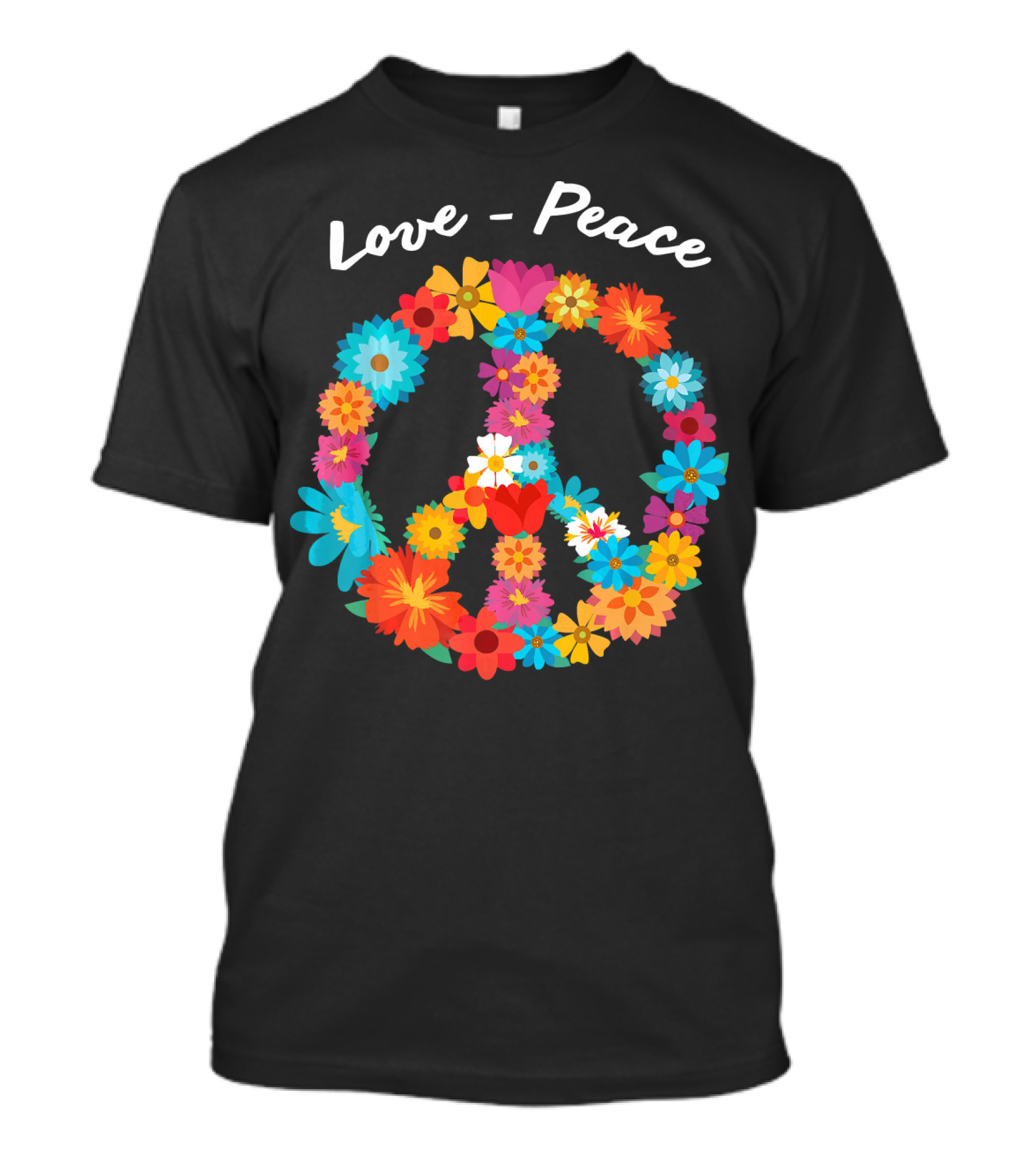Retro Hippie Flower Power Peace Love 60s 70s Costume Tie T-Shirt