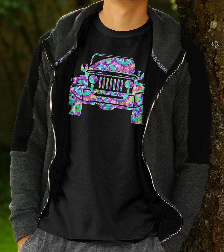 Tie Dye Jeeps Hippie Peace Retro Off-Road Adventure T-Shirt