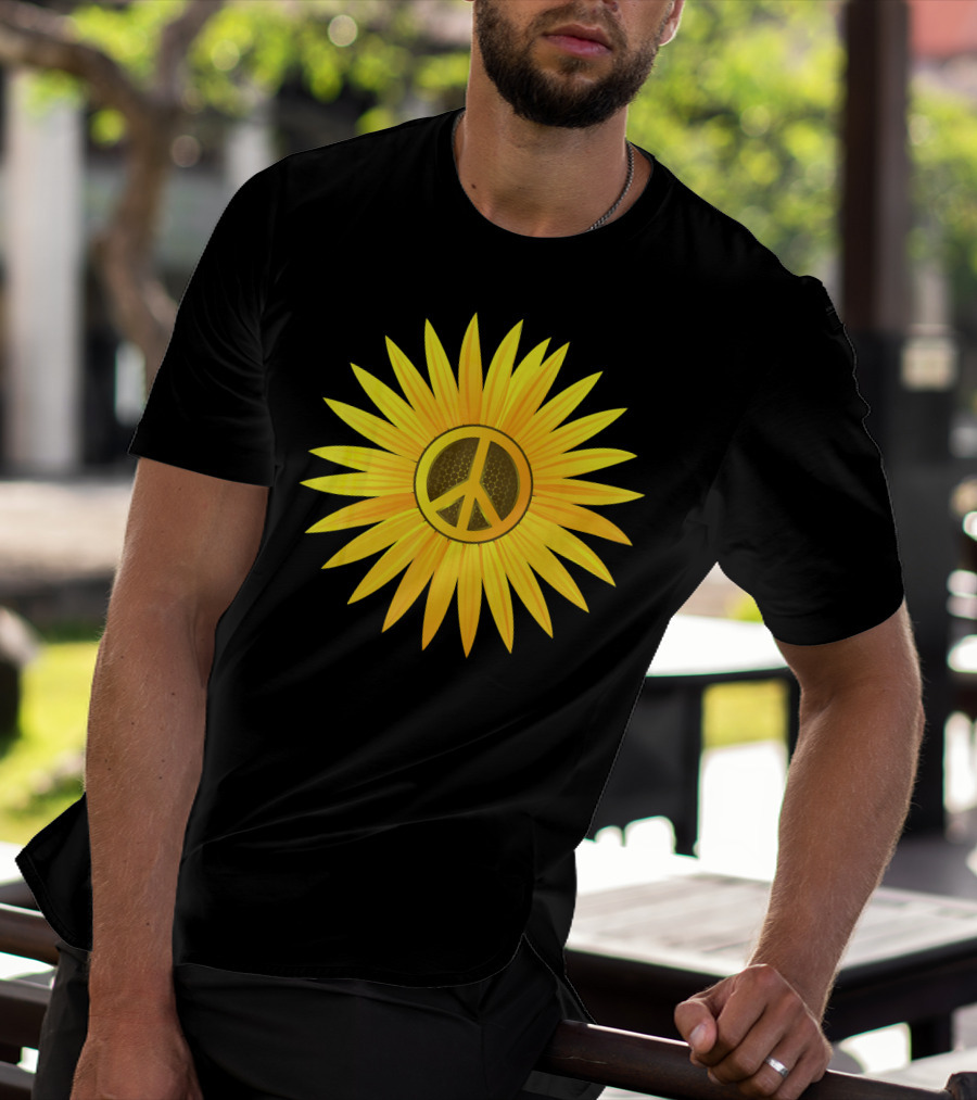 Peace Love Sunflower Cute Sun Hel Sunflower Peace T-Shirt