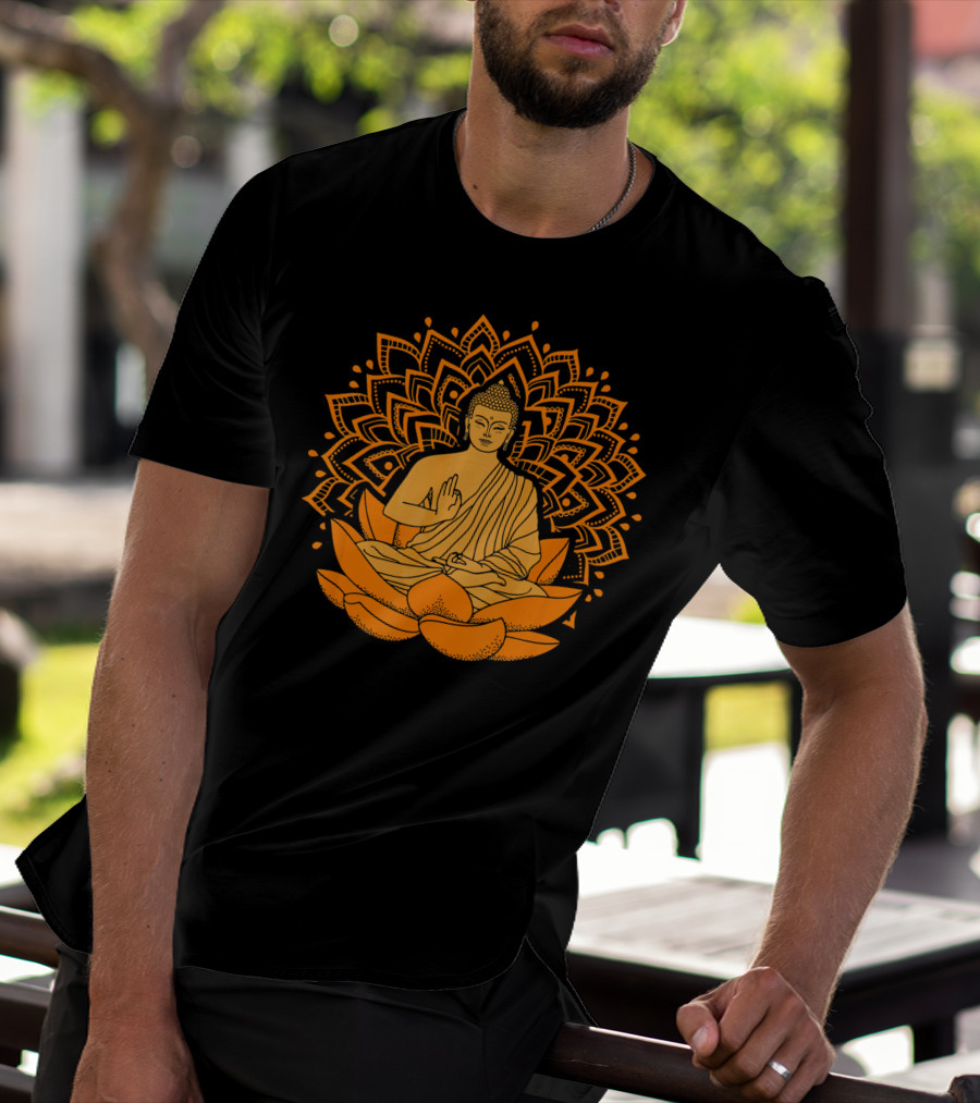 Inner Peace Buddha On Lotus Mandala Relax And Let It Go T-Shirt