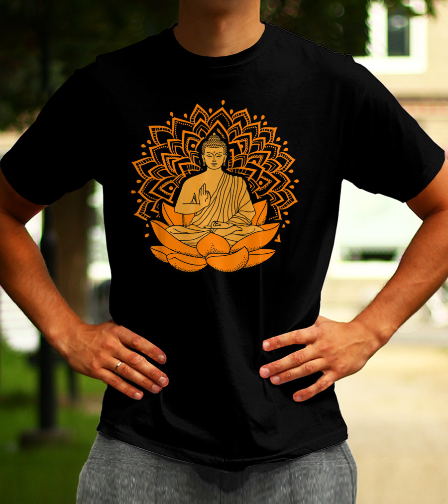 Inner Peace Buddha On Lotus Mandala Relax And Let It Go T-Shirt