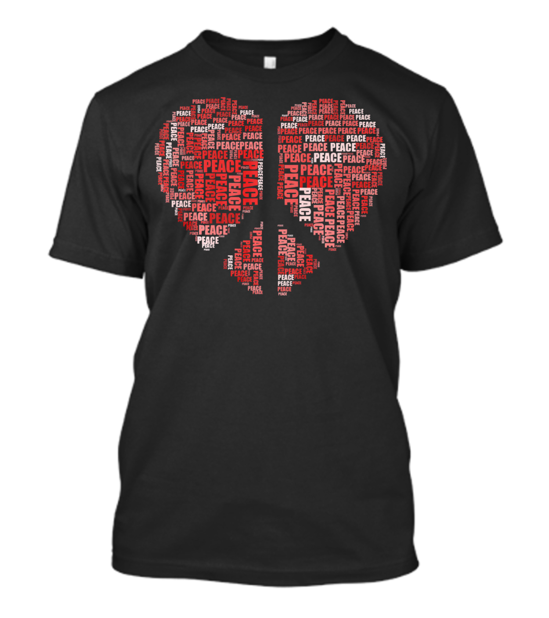 Peace Love Heart Shaped Peace Text T-Shirt