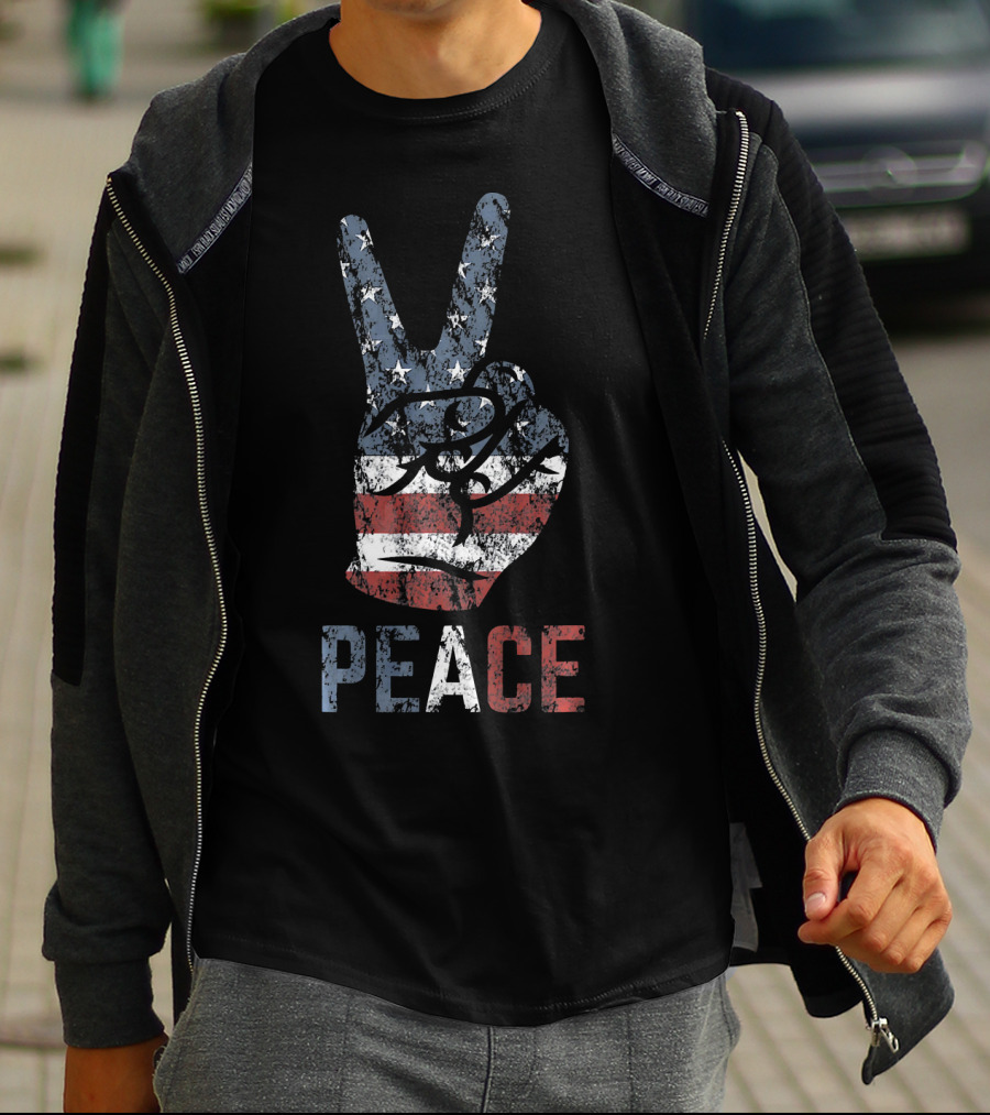 American Flag Peace Sign USA T-Shirt