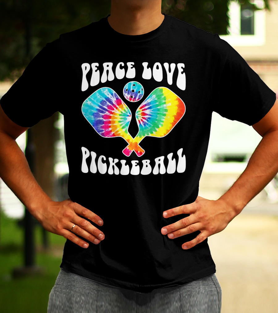 Peace Love Pickleball Vintage Tie Dye Paddles T-Shirt