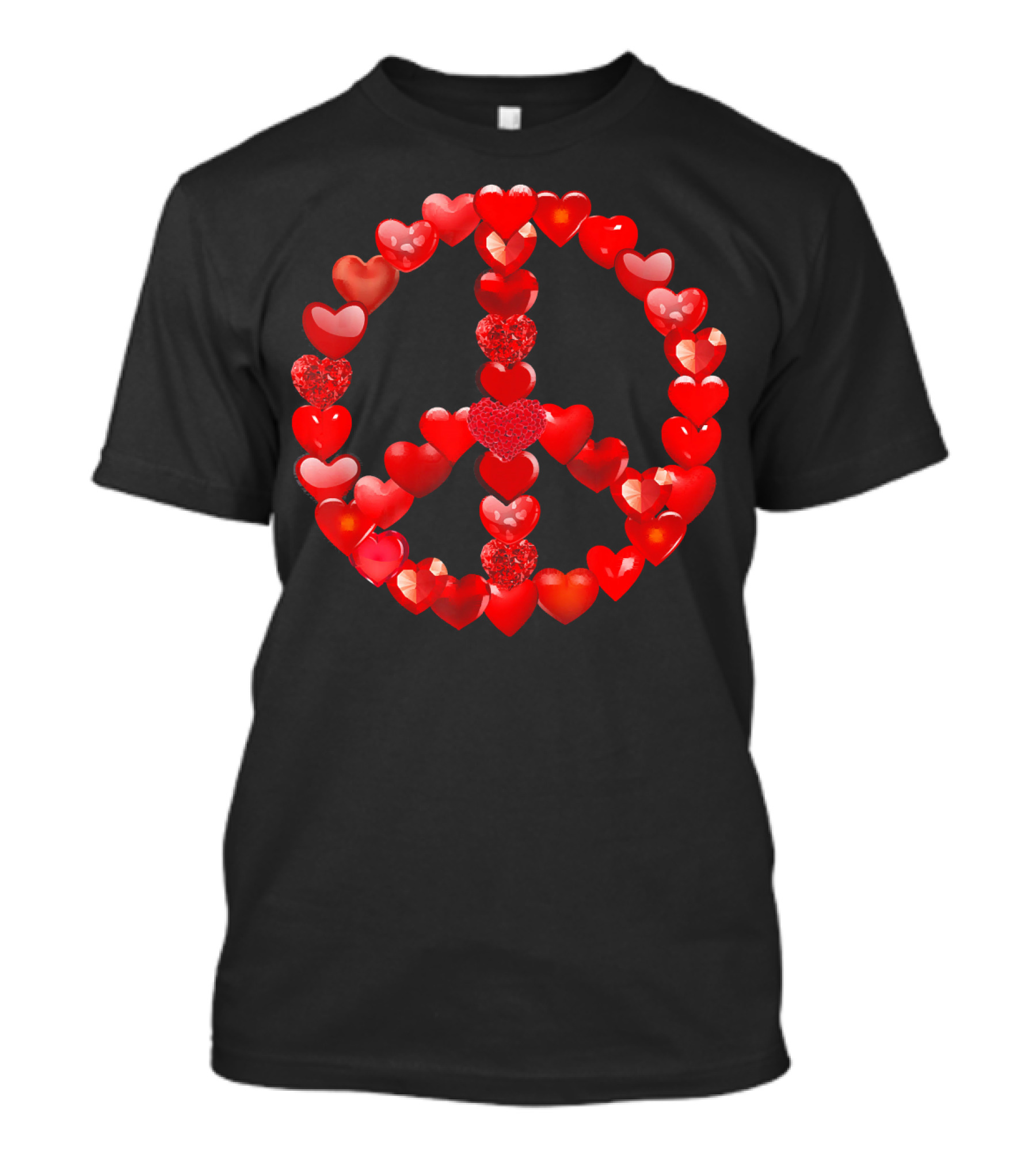 Valentines Day Red Hearts Peace T-Shirt