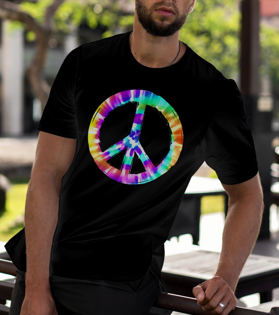 Colorful Tie Dye Peace Sign Vibrant T-Shirt