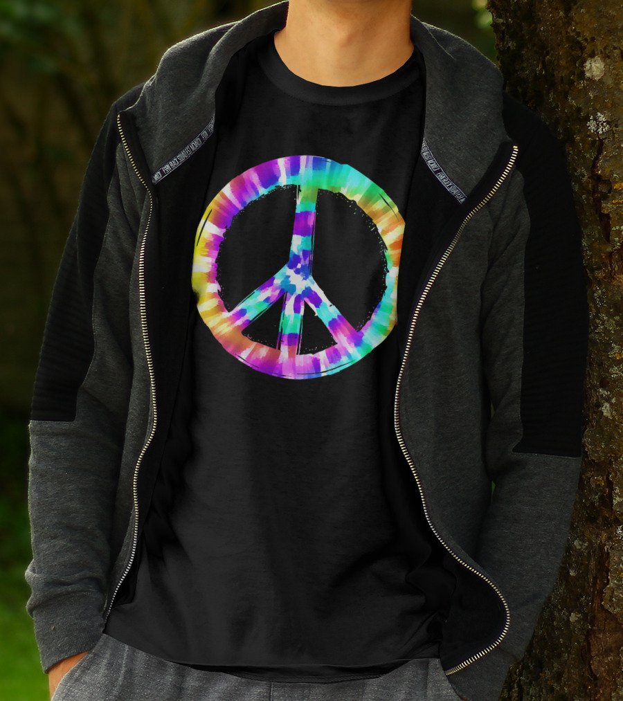 Colorful Tie Dye Peace Sign Vibrant T-Shirt