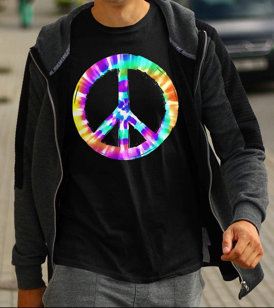 Colorful Tie Dye Peace Sign Vibrant T-Shirt