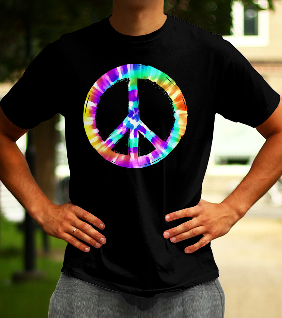 Colorful Tie Dye Peace Sign Vibrant T-Shirt