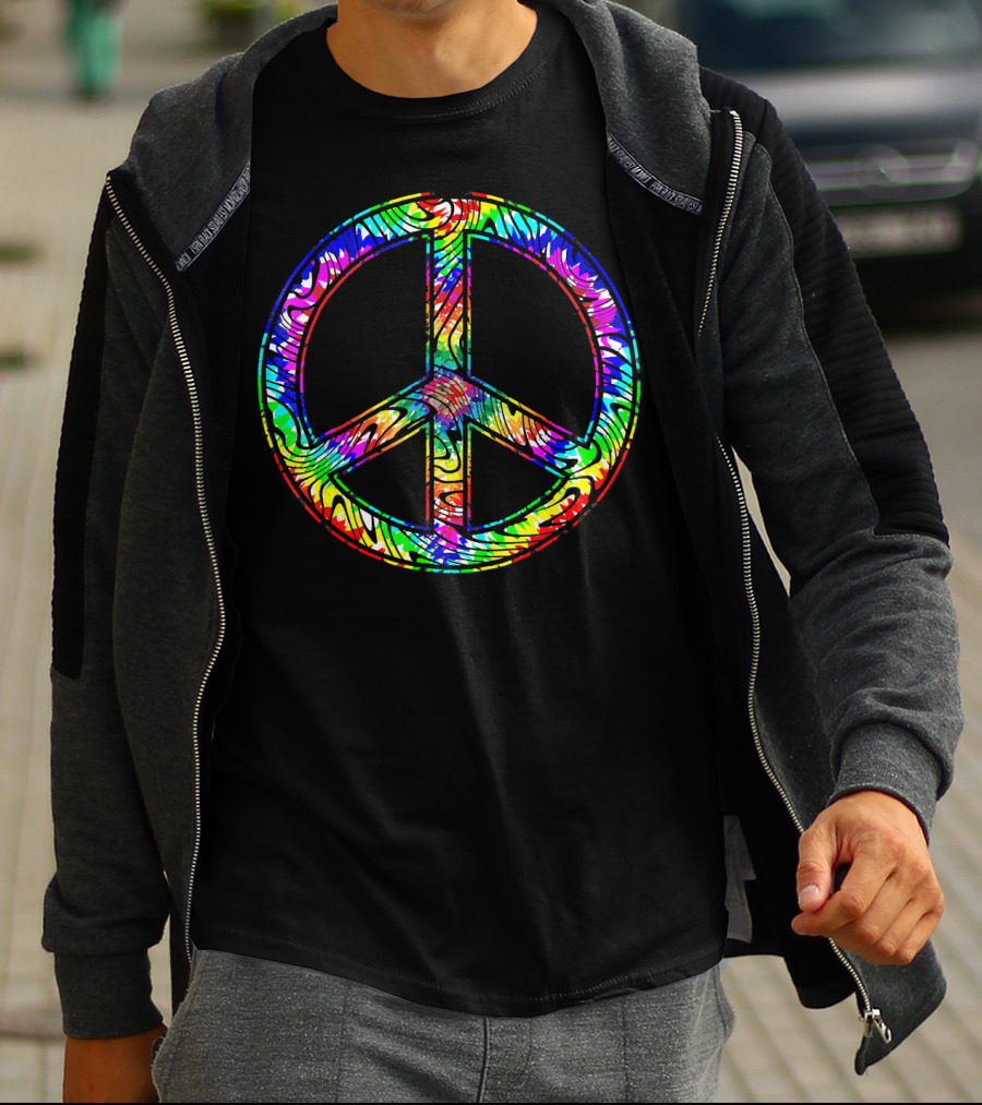 Peace Sign Tie Dye 60s 70s Hippie Rainbow Retro T-Shirt