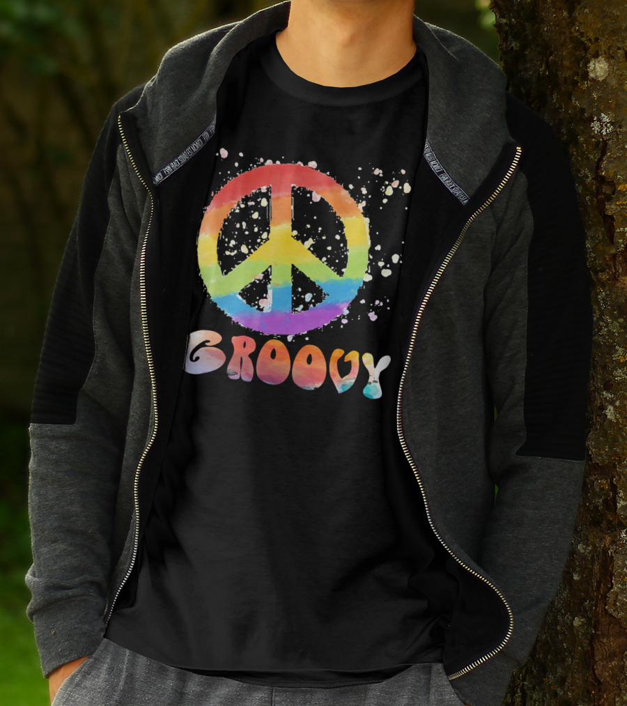 Peace Sign Groovy Retro 60s 70s Rainbow Psychedelic T-Shirt