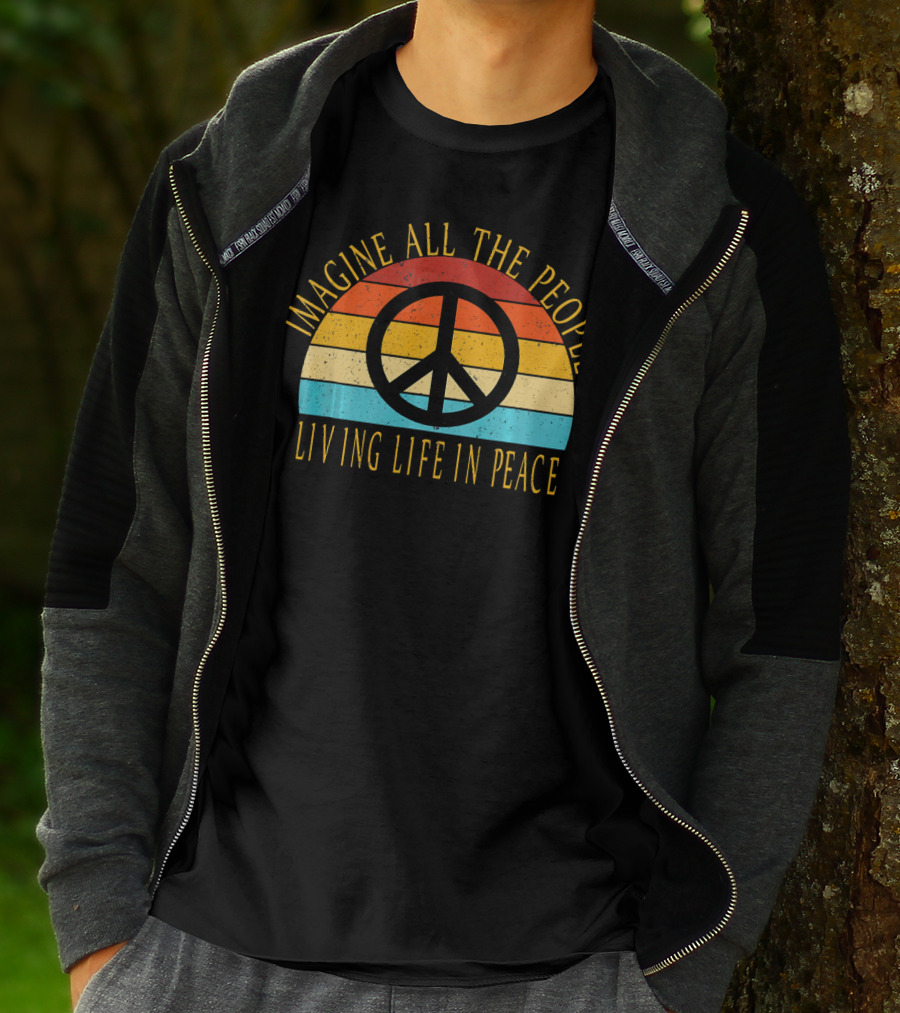 Imagine All The People Living Life In Peace Retro Peace T-Shirt