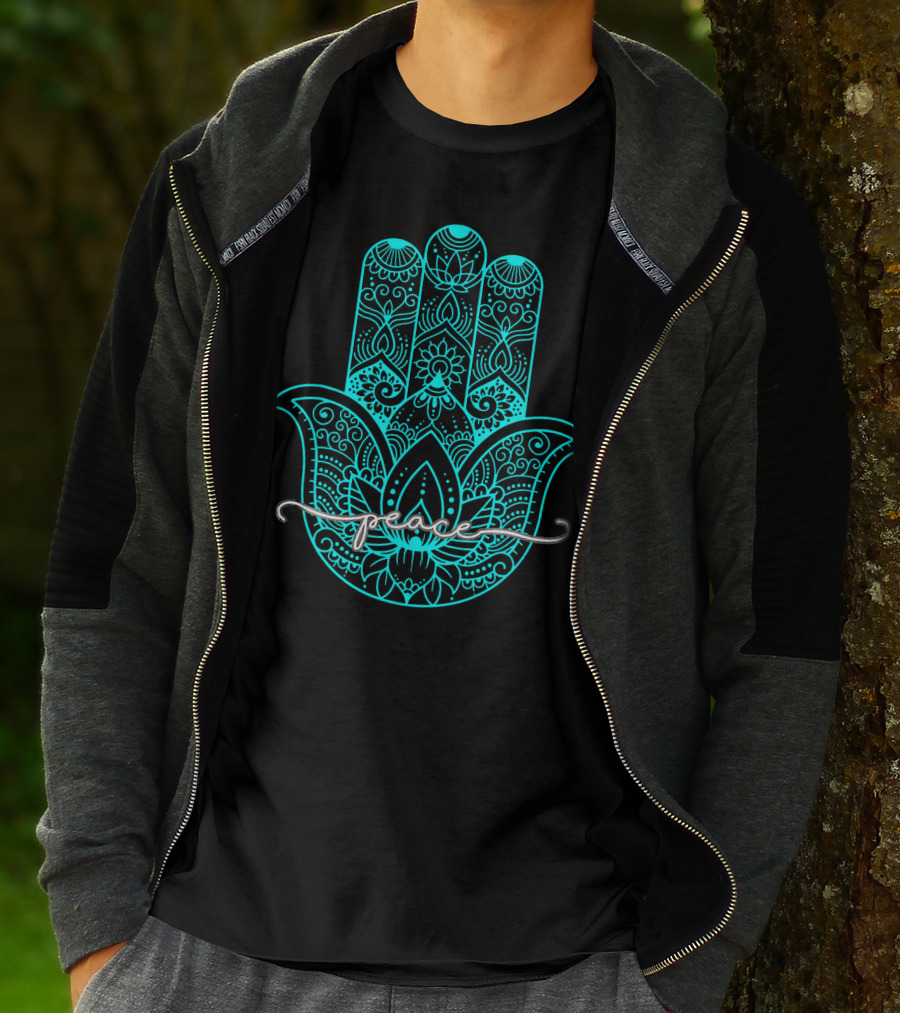 Peace Hamsa Mandala Yoga Gym T-Shirt