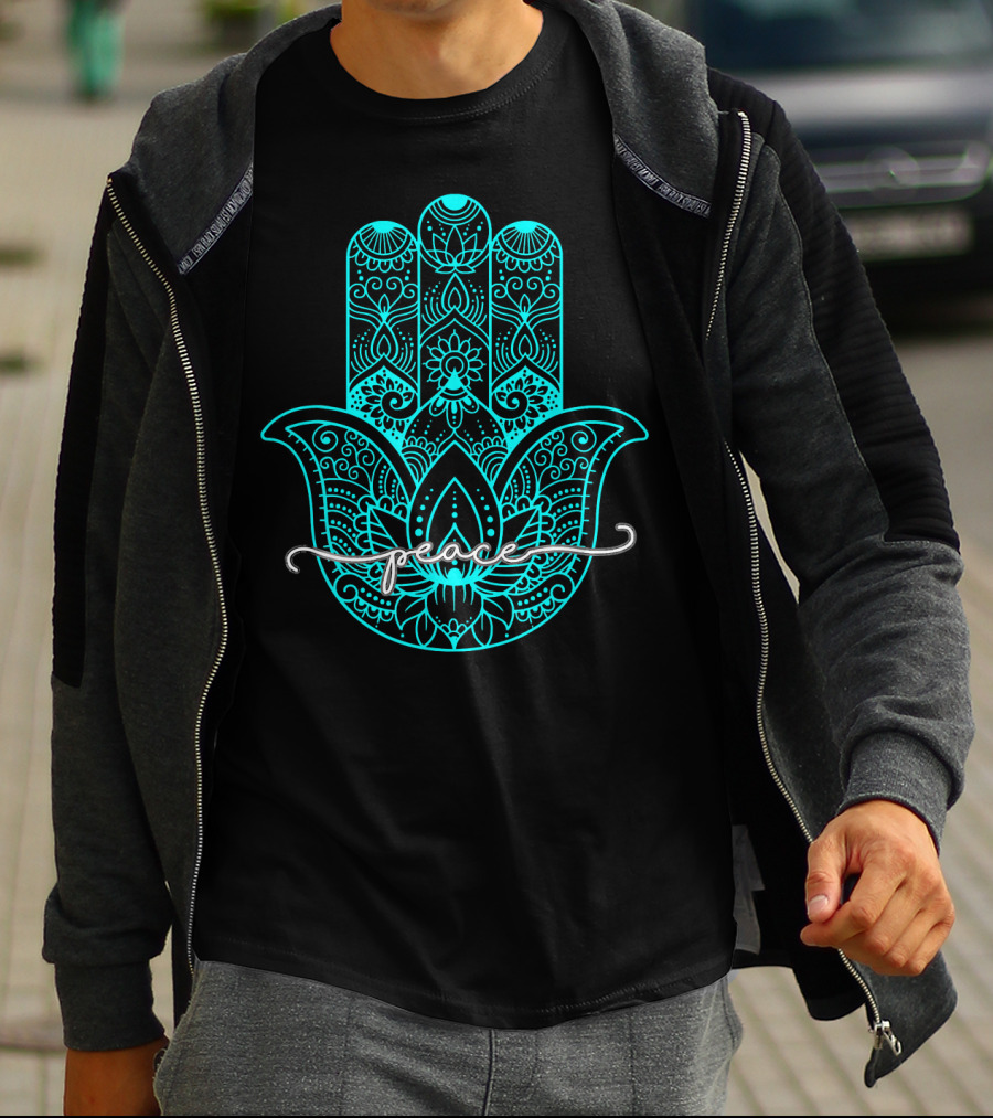 Peace Hamsa Mandala Yoga Gym T-Shirt