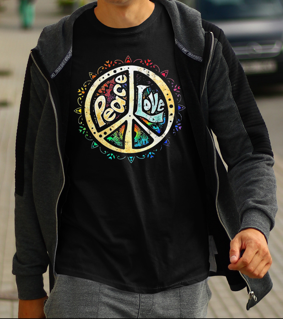 Peace Love Tee Colorful Peace Sign Mandala T-Shirt