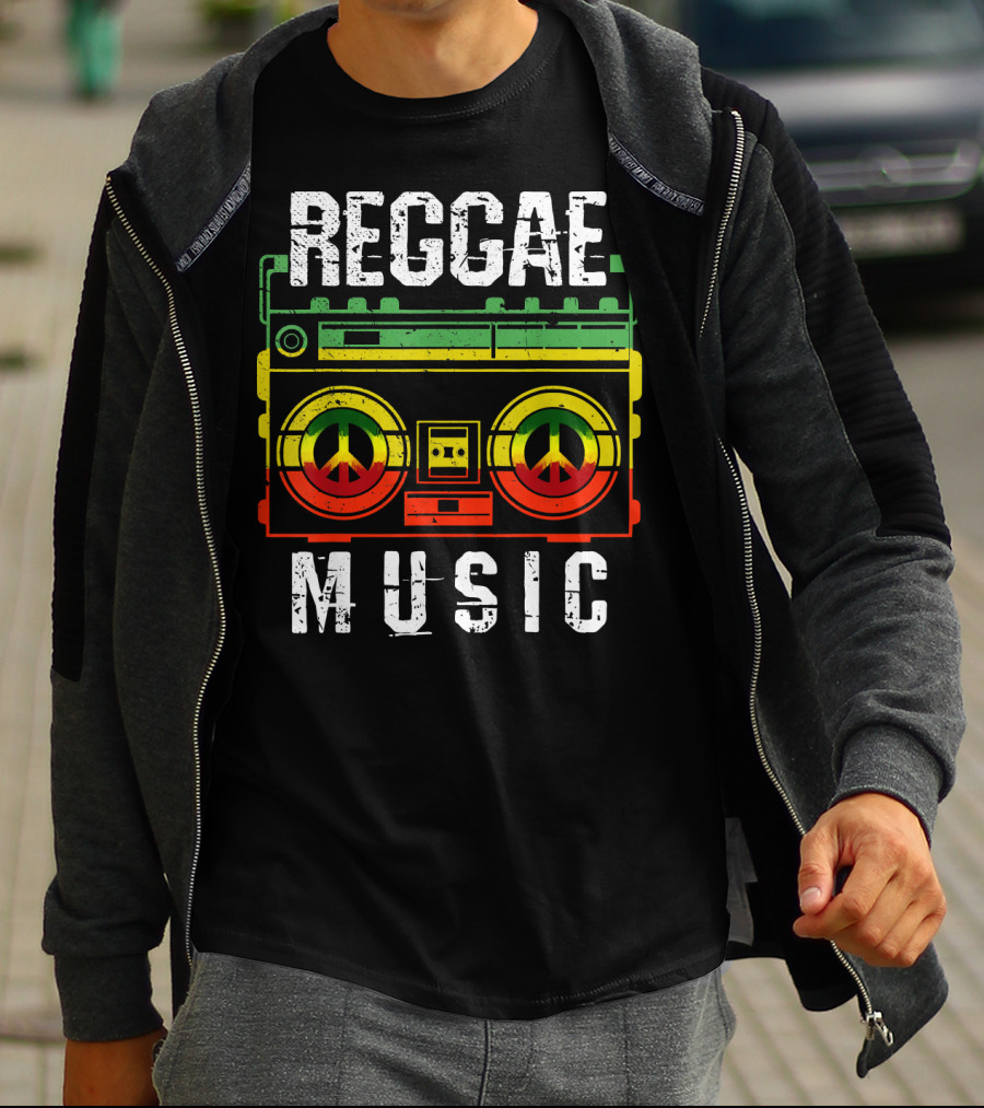Reggae Music Peace Boombox Mens One Love T-Shirt