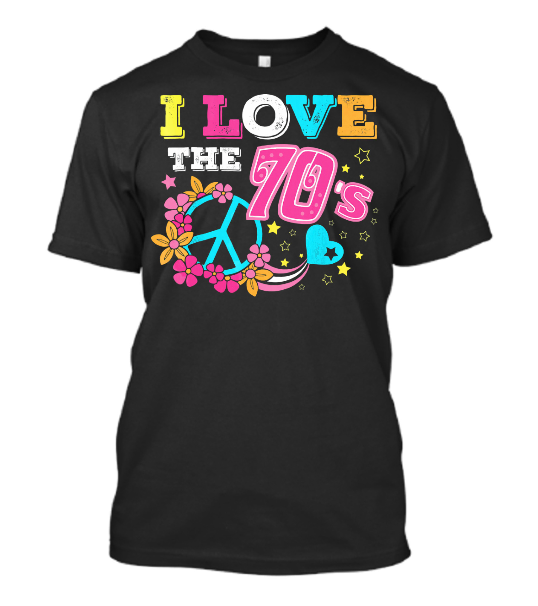 I Love The 70s Vintage Retro Peace And Love Floral Edition T-Shirt
