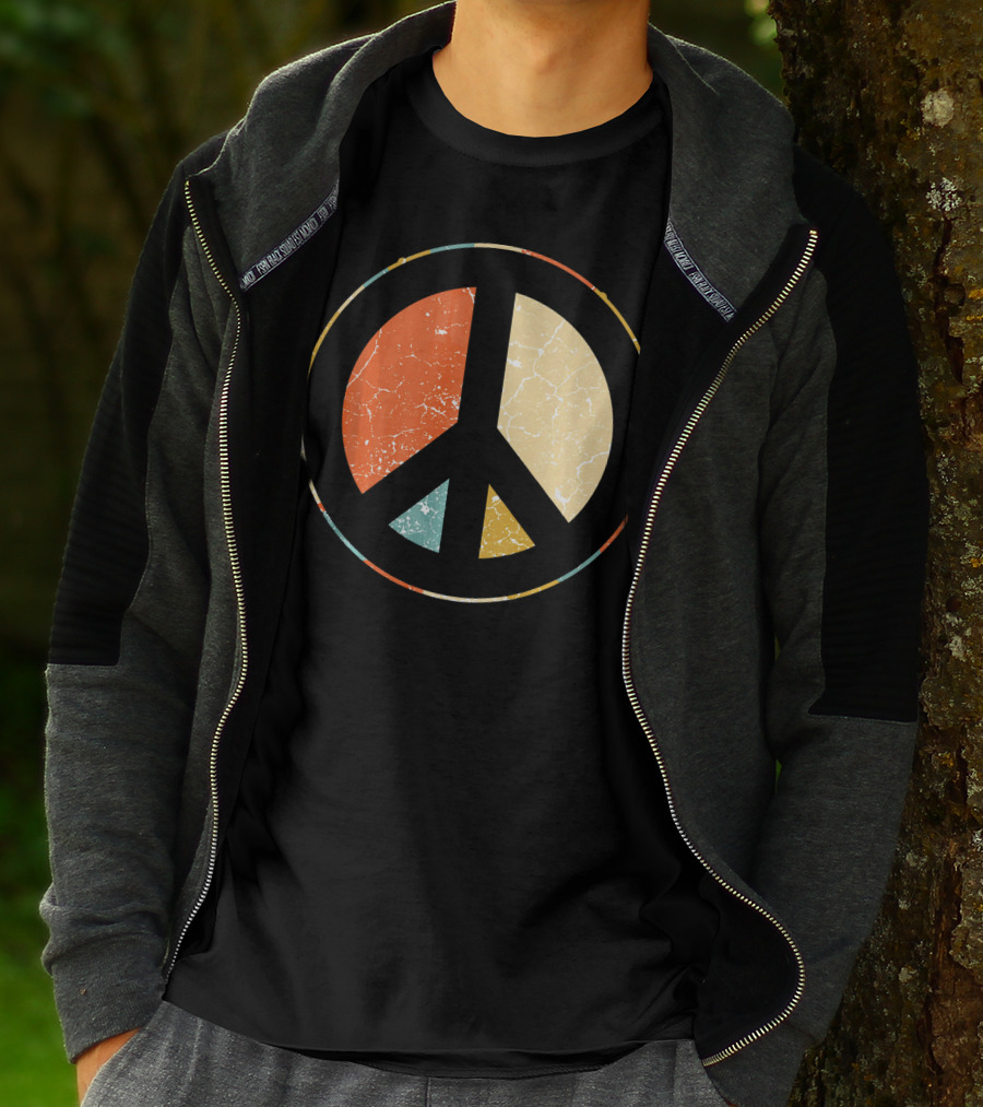 Peace Symbol Retro Tie Dye 60s 70s Hippie T-Shirt