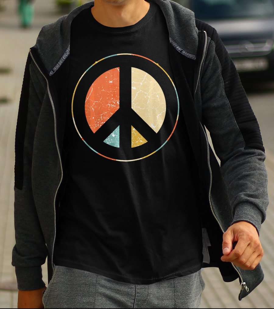 Peace Symbol Retro Tie Dye 60s 70s Hippie T-Shirt