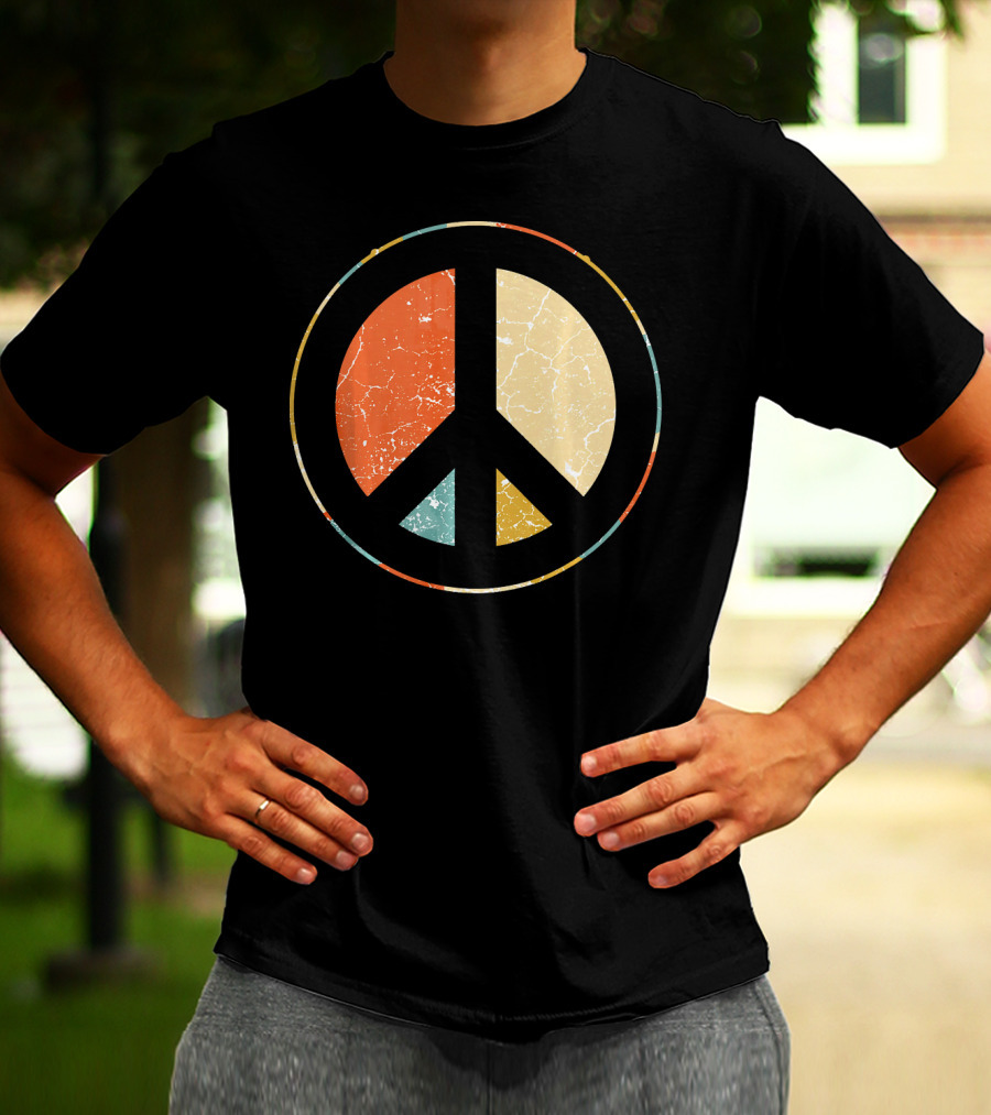 Peace Symbol Retro Tie Dye 60s 70s Hippie T-Shirt