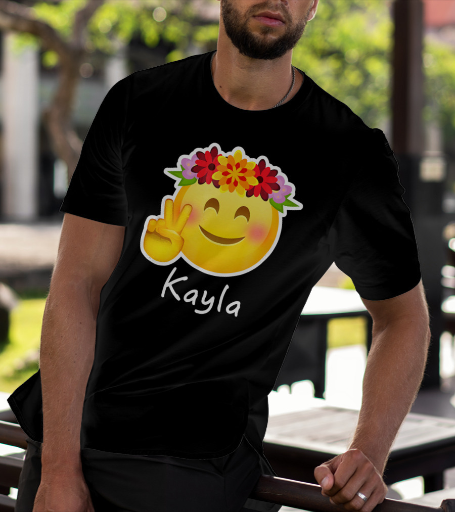 Kayla Hippie Flower Power Peace Sign Emoticon T-Shirt