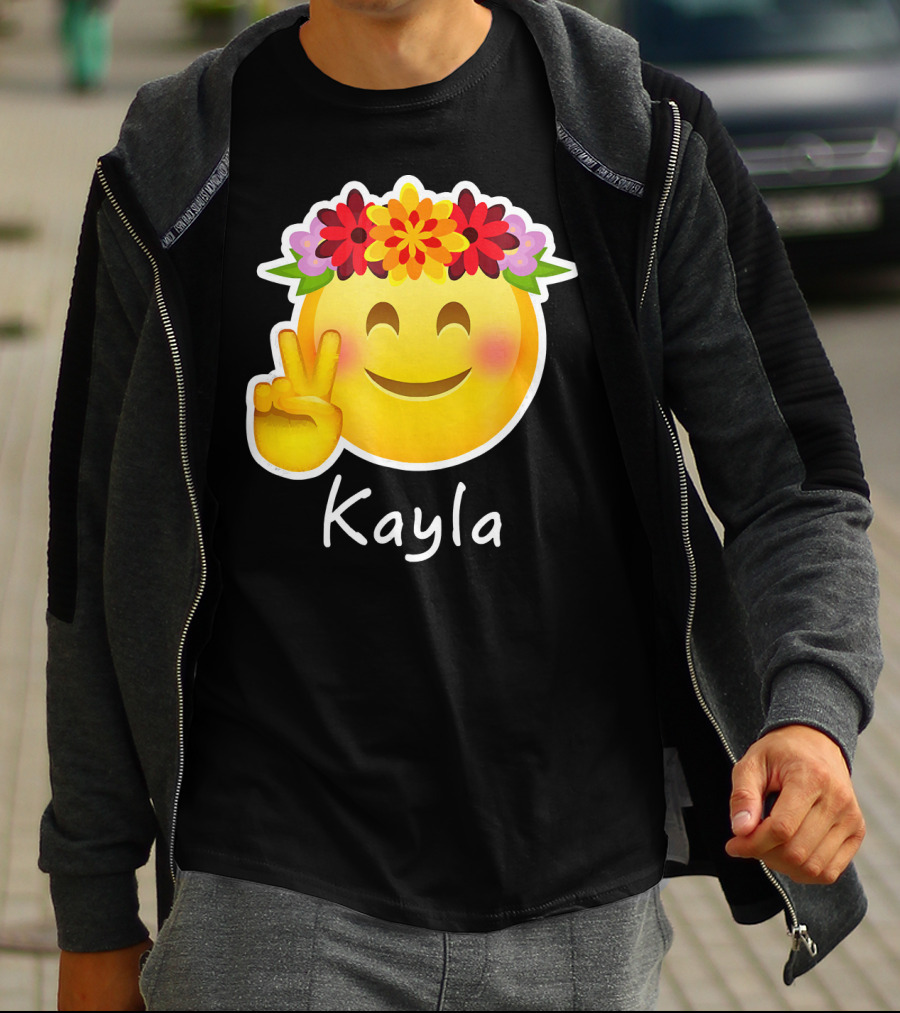 Kayla Hippie Flower Power Peace Sign Emoticon T-Shirt